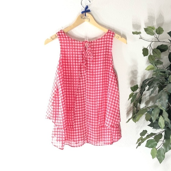 Anthro Lilis Closet August Pink Gingham Tank Top - Picture 6 of 8